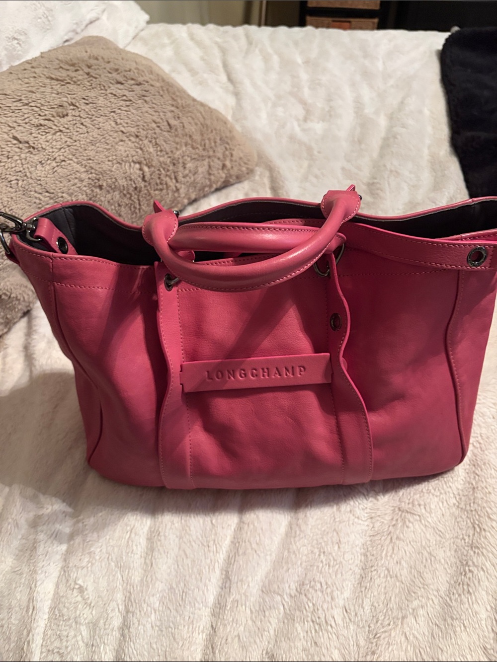Longchamp Pink Leather Everyday Tote